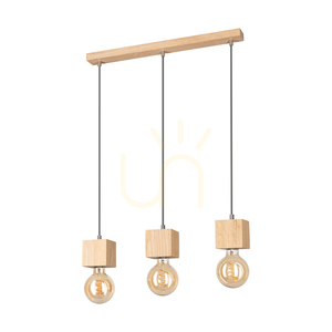Trongo Square Pendelleuchte, 3xE27, Max. 60 W, geölte Eiche/Anthrazit, geflochtenes Kabel, 52 cm small 0