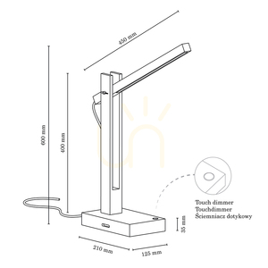 Tukan-Tischlampe, 1xLED, 3000 K, 5,5 W, Buchen- und Nussbaumholz, schwarzes geflochtenes Kabel mit Touch-Dimmer, 45 cm small 2