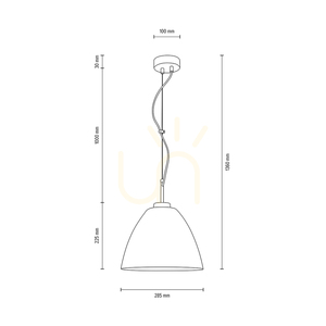 Tumulo Pendelleuchte, 1xE27, Max. 60 W, Metall in Chromoptik / transparentes PVC-Kabel / weißer Glasschirm, Ø 28,5 cm small 2