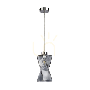 Twist-Pendelleuchte, 1xE27, Max. 25 W, Metall in Chromoptik / transparentes PVC-Kabel / Lampenschirm aus Rauchglas, 10 cm small 0