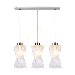 Twist-Pendelleuchte, 3xE27, Max. 25 W, Metall in Chromoptik / transparentes PVC-Kabel / transparenter Glasschirm, 52 cm small 1