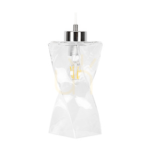 Twist-Pendelleuchte, 3xE27, Max. 25 W, Metall in Chromoptik / transparentes PVC-Kabel / transparenter Glasschirm, 52 cm small 2