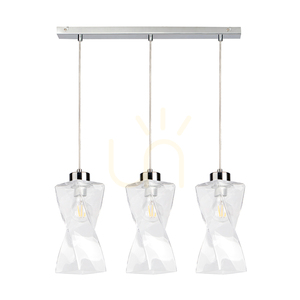 Twist-Pendelleuchte, 3xE27, Max. 25 W, Metall in Chromoptik / transparentes PVC-Kabel / transparenter Glasschirm, 52 cm small 0