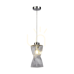 Twist-Pendelleuchte, 1xE27, Max. 25 W, Metall in Chromoptik / transparentes PVC-Kabel / transparenter Glasschirm, 10 cm small 1