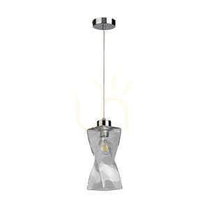 Twist-Pendelleuchte, 1xE27, Max. 25 W, Metall in Chromoptik / transparentes PVC-Kabel / transparenter Glasschirm, 10 cm small 0