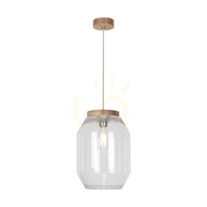 Vaso Pendelleuchte 1xE27 Max. 60 W, geölte Eiche / transparentes PVC-Kabel / transparenter Glasschirm, Ø 24 cm small 1