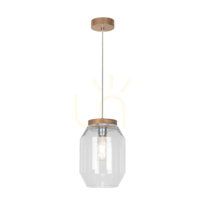 Vaso Pendelleuchte 1xE27 Max. 60 W, geölte Eiche / transparentes PVC-Kabel / transparenter Glasschirm, Ø 19,5 cm small 1