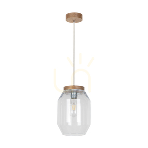 Vaso Pendelleuchte 1xE27 Max. 60 W, geölte Eiche / transparentes PVC-Kabel / transparenter Glasschirm, Ø 19,5 cm small 0