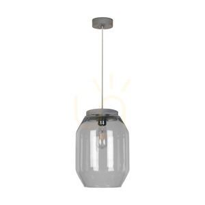 Vaso Pendelleuchte, 1xE27, Max. 60 W, grau gebeiztes Kiefernholz, transparentes PVC-Kabel, Lampenschirm aus Rauchglas, Ø 24 cm small 0