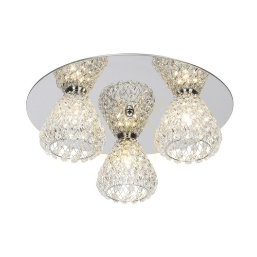 Prüfen Deckenleuchte „Vegas“, 3xG9, Max. 33 W, Metall in Chromoptik/klarer Glasschirm, Ø 41 cm