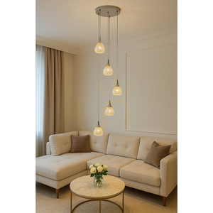 Vegas 5xG9 Pendelleuchte, Max. 33 W, Metall in Chromoptik/klarer Glasschirm, Ø 32 cm small 1