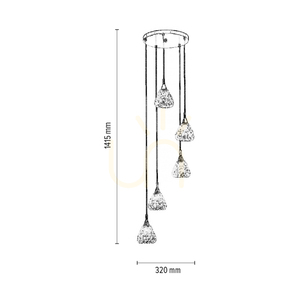 Vegas 5xG9 Pendelleuchte, Max. 33 W, Metall in Chromoptik/klarer Glasschirm, Ø 32 cm small 2