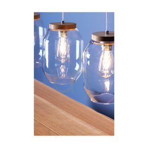 Vaso Pendelleuchte, 3xE27, Max. 60 W, geölte Eiche / transparentes PVC-Kabel / transparenter Glasschirm, 85 cm small 3