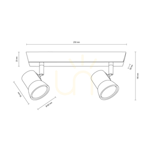 Venla Deckenleuchte, inklusive 2xGU10-Fassungen, max.. 5 W, geölte Eiche/Chrommetall, 29 cm small 3