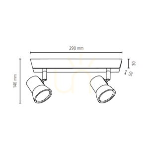 Venla Deckenleuchte, inklusive 2xGU10-Fassungen, max.. 5 W, Birke/Chrom-Metall, 29 cm small 3
