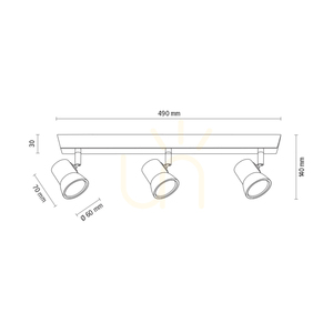 Venla Deckenleuchte, inklusive 3 GU10-Fassungen, max.. 5 W, Birke/Chrom-Metall, 49 cm small 4