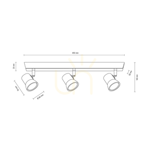 Venla Deckenleuchte, inklusive 3 GU10-Fassungen, max.. 5 W, Buchen- und Nussbaumholz / Chrommetall, 49 cm small 2