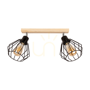 Deckenleuchte „Vento“, 2xE27, Max. 60 W, geölte Eiche/schwarzer Metallschirm, 50 cm small 0