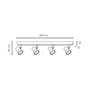 Venla Deckenleuchte, inklusive 4 GU10-Fassungen, max.. 5 W, Buche und Walnussholz / Chrommetall, 69 cm small 2