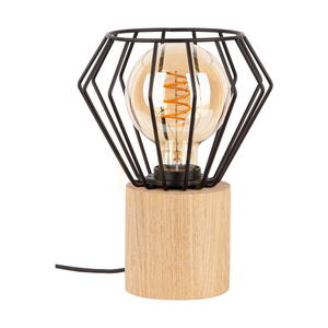 Tischlampe „Vento“, 1xE27, Max. 15-W-LED, geölte Eiche/schwarzes PVC-Kabel/schwarzer Metallschirm, Ø 18 cm small 0