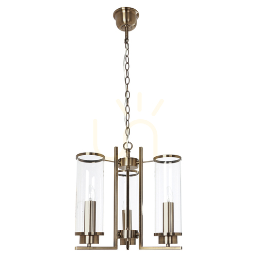 Prüfen Verdi Pendelleuchte, 3xE14, Max. 40 W, Metall mit Patina/transparenter Glasschirm, Ø 41 cm