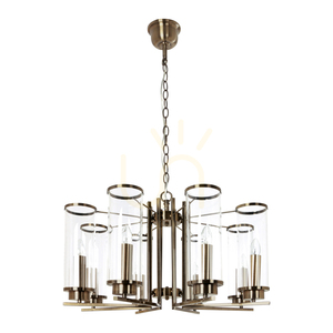 Verdi Pendelleuchte, 8xE14, Max. 40 W, Metall mit Patina/klarer Glasschirm, Ø 72 cm small 0