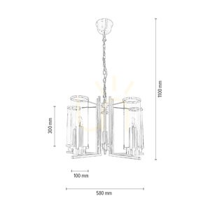Verdi Pendelleuchte, 5xE14, Max. 40 W, Metall mit Patina/transparenter Glasschirm, Ø 58 cm small 2