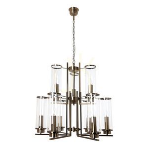 Verdi Pendelleuchte, 9xE14, Max. 40 W, Metall mit Patina/transparenter Glasschirm, Ø 69,5 cm small 0