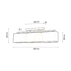 Vertigo Deckenleuchte, 3xE27, Max. 25 W, Weißmetall/grauer Schirm, 86 cm small 2