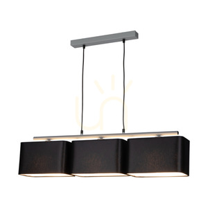 Vertigo Pendelleuchte, 3xE27, Max. 25 W, graues Metall/schwarzes PVC-Kabel/schwarzer Lampenschirm, 86 cm small 1