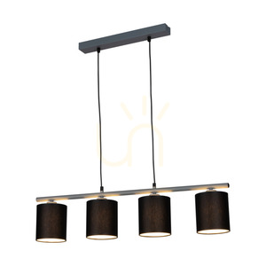Vertigo Pendelleuchte, 4xE27, Max. 25 W, graues Metall/schwarzes PVC-Kabel/schwarzer Lampenschirm, 86 cm small 1