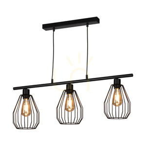 Vertigo Pendelleuchte, 3xE27, Max. 25 W, schwarzes Metall / schwarzes PVC-Kabel / schwarzer Metallschirm, 86 cm small 1