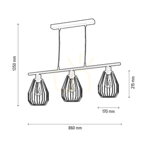 Vertigo Pendelleuchte, 3xE27, Max. 25 W, schwarzes Metall / schwarzes PVC-Kabel / schwarzer Metallschirm, 86 cm small 2