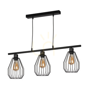 Vertigo Pendelleuchte, 3xE27, Max. 25 W, schwarzes Metall / schwarzes PVC-Kabel / schwarzer Metallschirm, 86 cm small 0