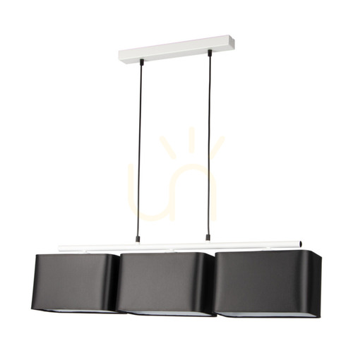 Prüfen Vertigo Pendelleuchte, 3xE27, Max. 25 W, weißes Metall/schwarzes PVC-Kabel/schwarzer Lampenschirm, 86 cm