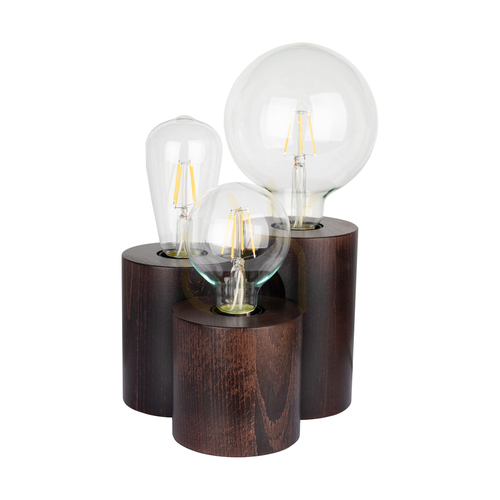 Prüfen Vincent Tischlampe, 3xE27, Max. 15 W, Buchen- und Nussbaumholz, schwarzes PVC-Kabel, 19,5 cm
