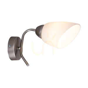 Viletta Wandleuchte 1xE27 Max. 60 W, Satin-Metall/weißer Glasschirm, 29 cm small 1