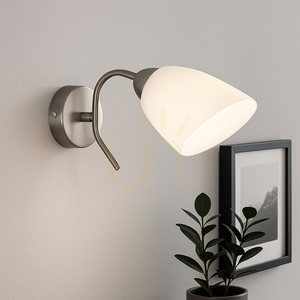 Viletta Wandleuchte 1xE27 Max. 60 W, Satin-Metall/weißer Glasschirm, 29 cm small 2