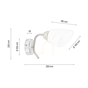 Viletta Wandleuchte 1xE27 Max. 60 W, Satin-Metall/weißer Glasschirm, 29 cm small 3