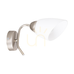 Viletta Wandleuchte 1xE27 Max. 60 W, Satin-Metall/weißer Glasschirm, 29 cm small 0