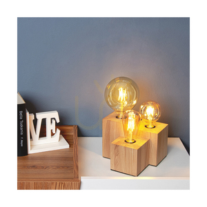 Vincent Square Tischlampe, 3xE27, Max. 15 W, geölte Eiche/Schwarz, 20 cm PVC-Kabel small 1