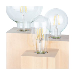 Vincent Square Tischlampe, 3xE27, Max. 15 W, Birke/Schwarz, 20 cm PVC-Kabel small 1
