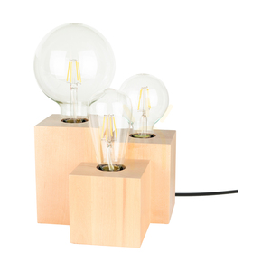 Vincent Square Tischlampe, 3xE27, Max. 15 W, Birke/Schwarz, 20 cm PVC-Kabel small 0