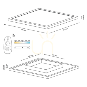 Vivica Square Deckenleuchte, 1xLED, 2700–6200 K, 46 W, geölte Eiche/weißer Glasschirm mit Fernbedienung, 62 cm small 4