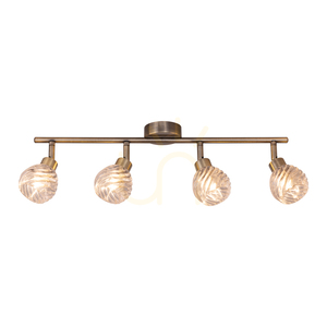 Deckenleuchte „Wave“, 4xG9, Max. 28 W, Metall mit Patina/transparenter Glasschirm, 59,8 cm small 1