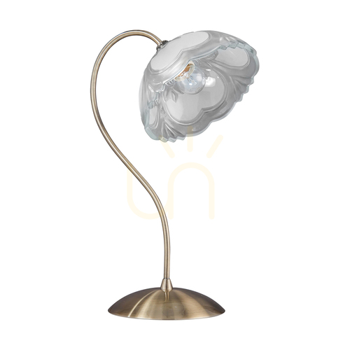 Prüfen Tischlampe „Wien“, 1xE27, Max. 60 W, Metall mit Patina/weißer Glasschirm, 28,5 cm