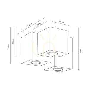 Wooddream Square Deckenleuchte, 3xGU10, Max. 6 W, Birke, 20 cm small 2