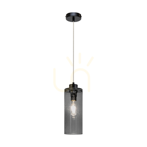 Zefir Pendelleuchte, 1xE27, Max. 60 W, schwarzes Metall / transparentes PVC-Kabel / Lampenschirm aus Rauchglas, Ø 12 cm small 1