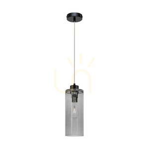 Zefir Pendelleuchte, 1xE27, Max. 60 W, schwarzes Metall / transparentes PVC-Kabel / Lampenschirm aus Rauchglas, Ø 12 cm small 0