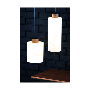 Zefir Pendelleuchte, 1xE27, Max. 60 W, geölte Eiche / transparentes PVC-Kabel / weißer Glasschirm, Ø 12 cm small 2